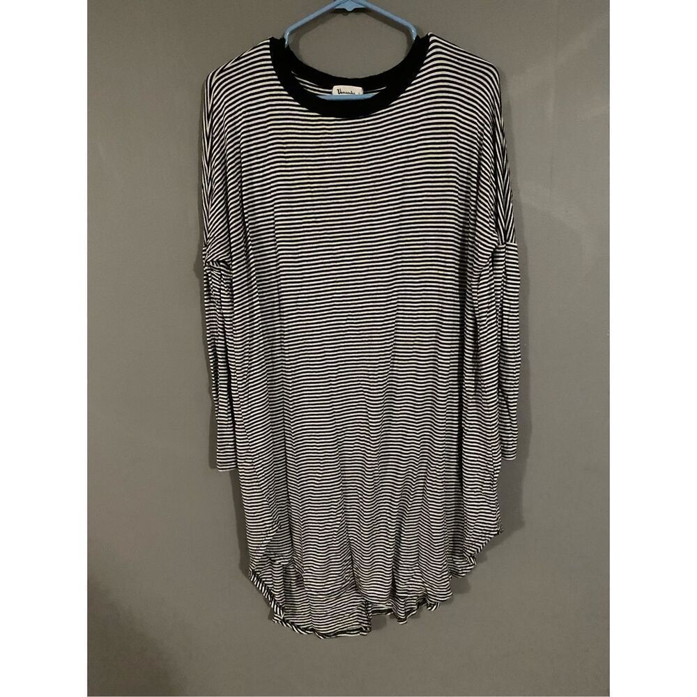 Vernacular Striped Tunic Long Sleeve Top Size Small